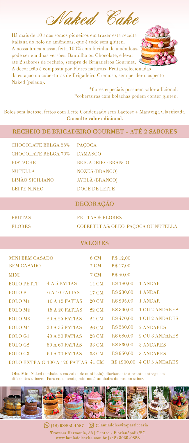 Menu Naked Cake